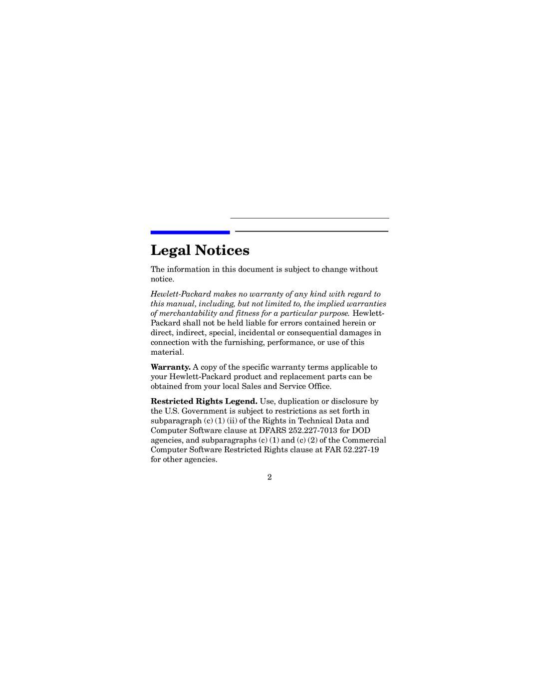 HP UX Developer Tools manual Legal Notices 