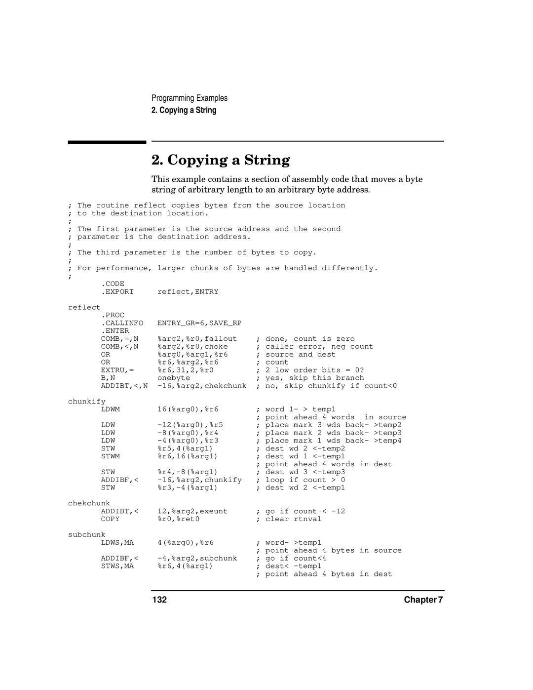 HP UX Developer Tools manual Copying a String, 132 