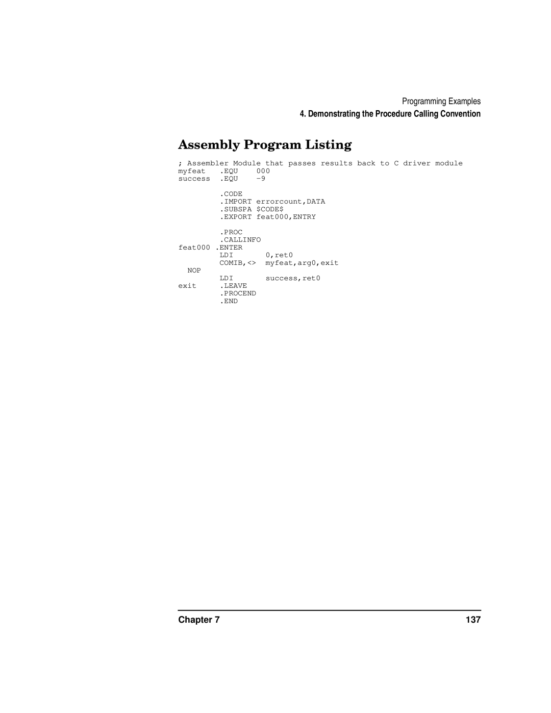 HP UX Developer Tools manual Assembly Program Listing 