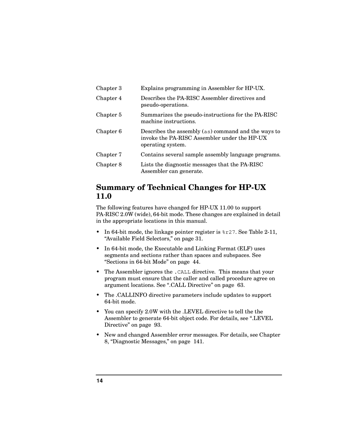 HP UX Developer Tools manual Summary of Technical Changes for HP-UX 