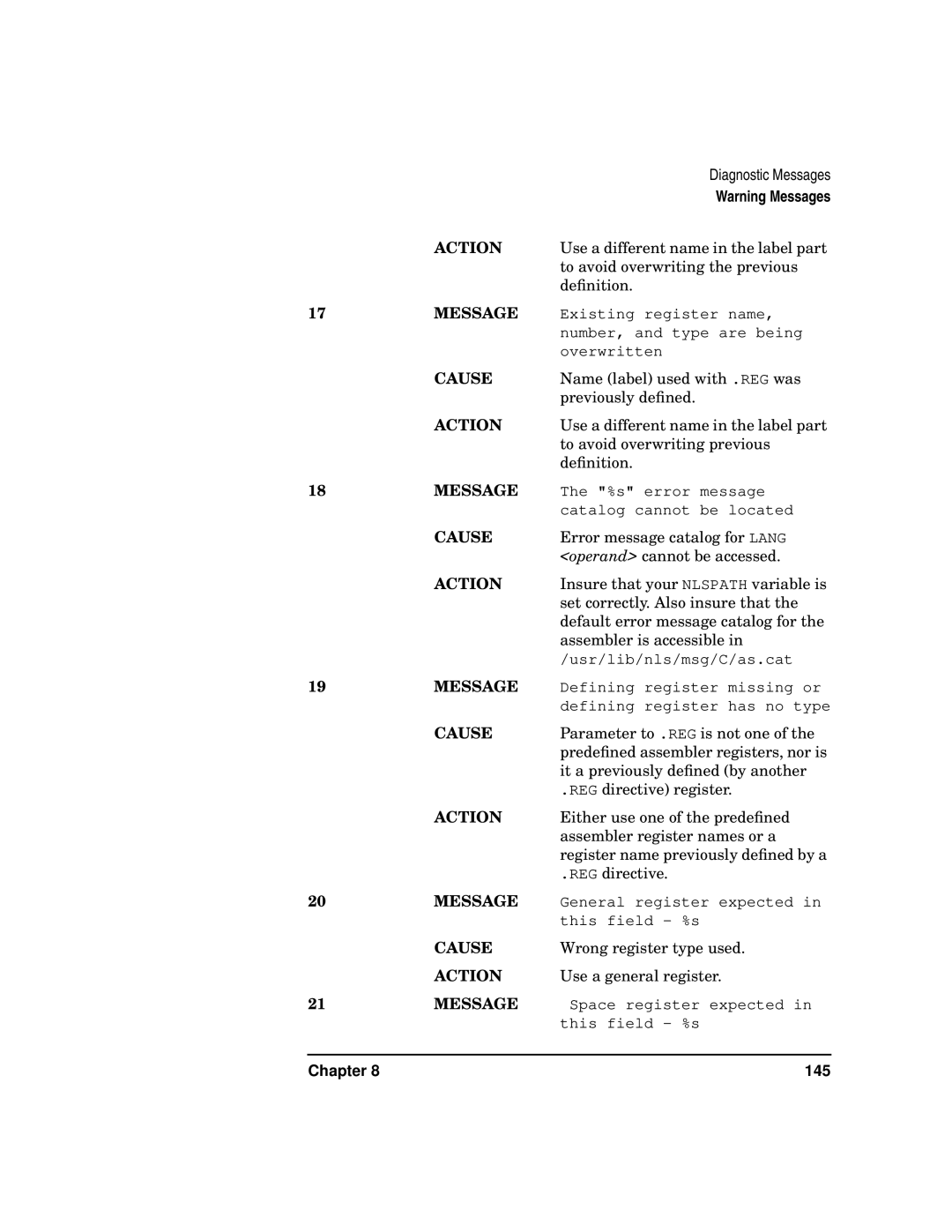 HP UX Developer Tools manual Wrong register type used, Use a general register 