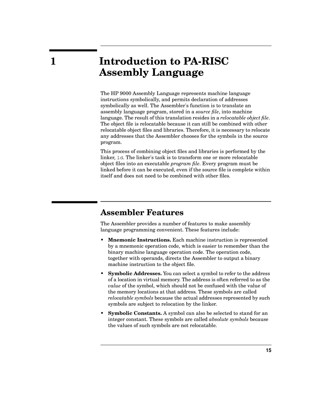 HP UX Developer Tools manual Assembly Language, Assembler Features 