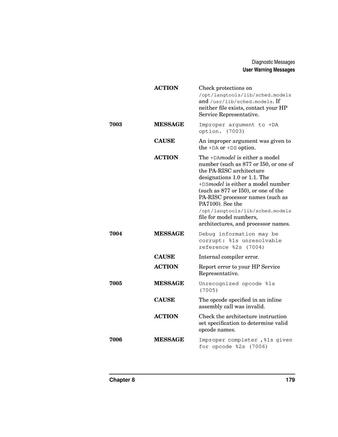 HP UX Developer Tools manual 7003, 7004, 7005, 7006 