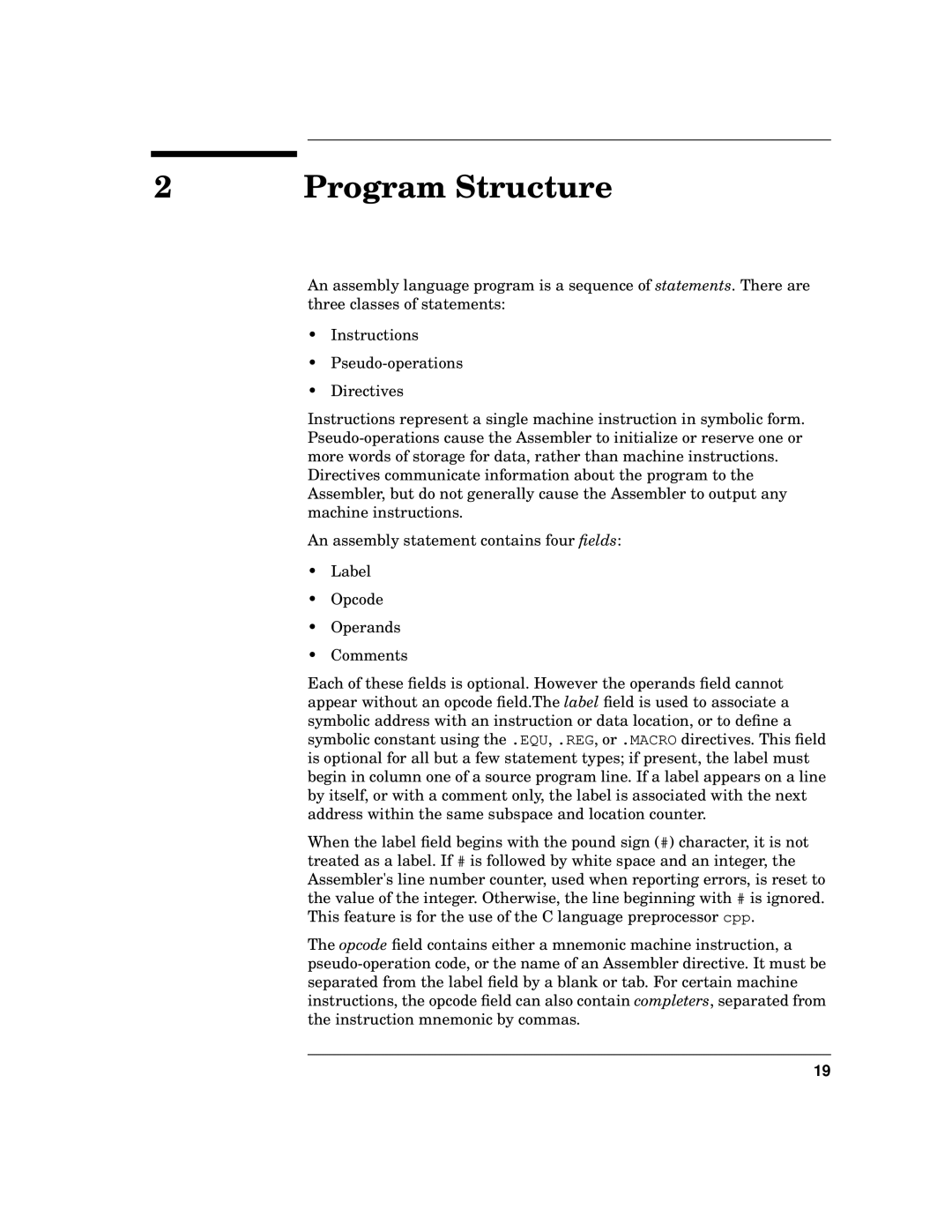 HP UX Developer Tools manual Program Structure 