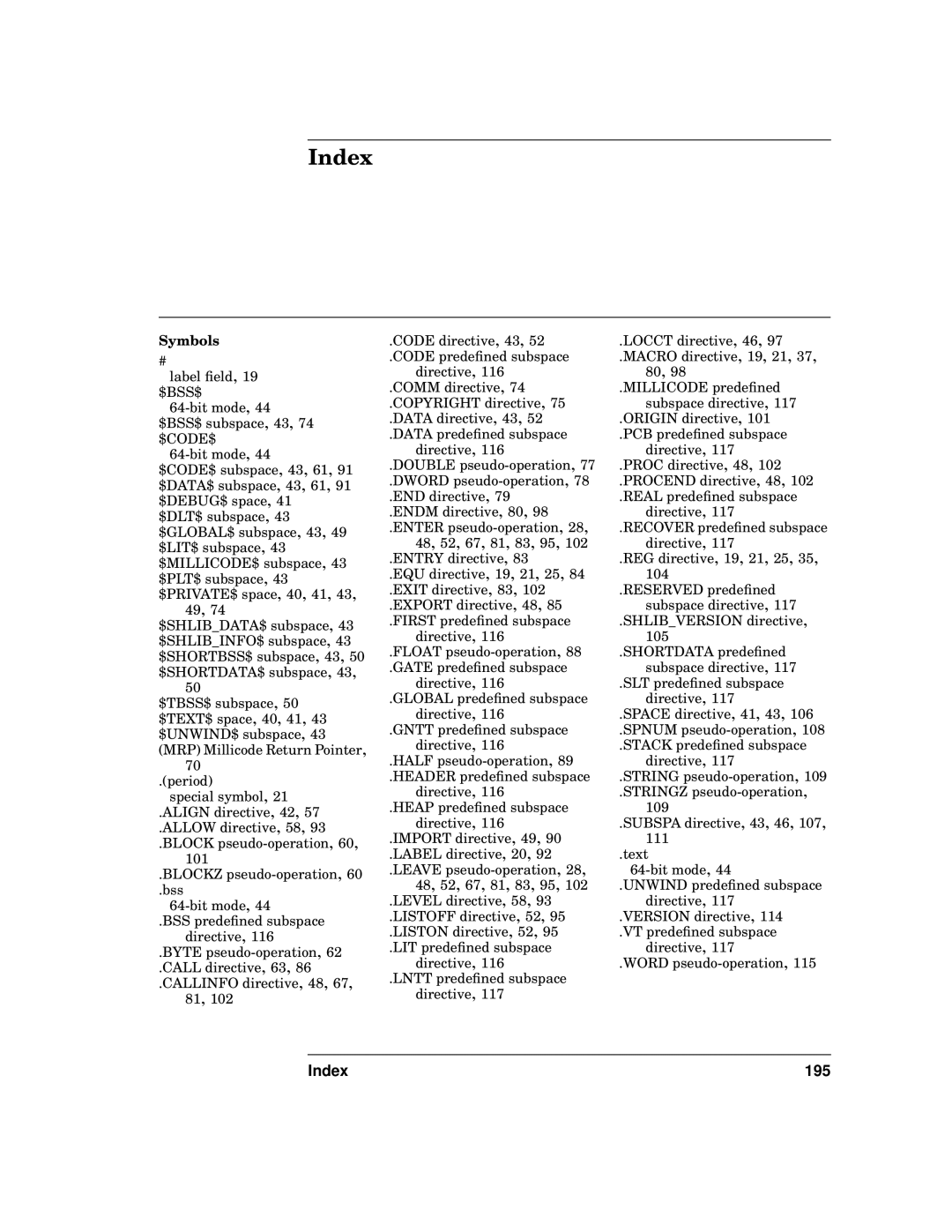 HP UX Developer Tools manual Index 195 