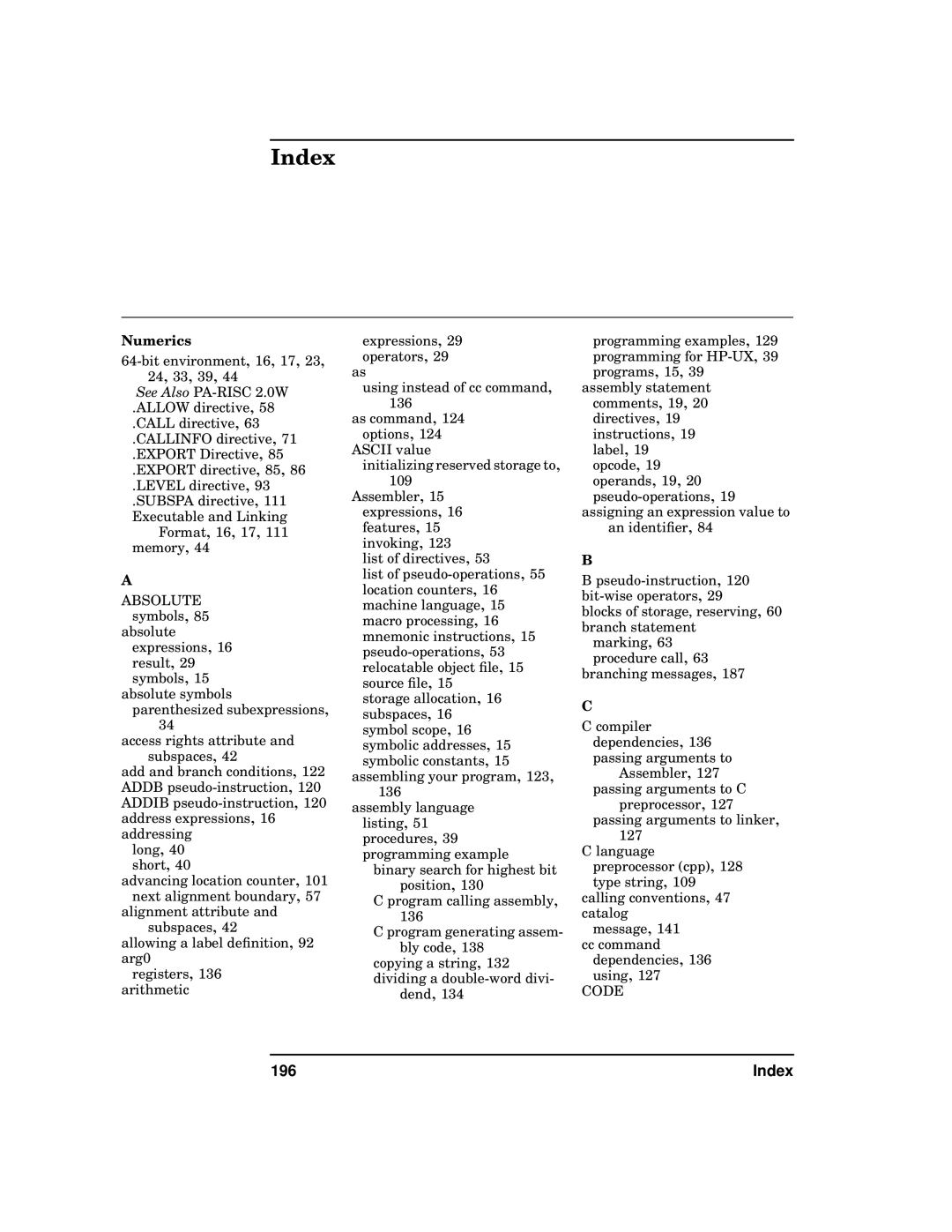 HP UX Developer Tools manual 196, Numerics 