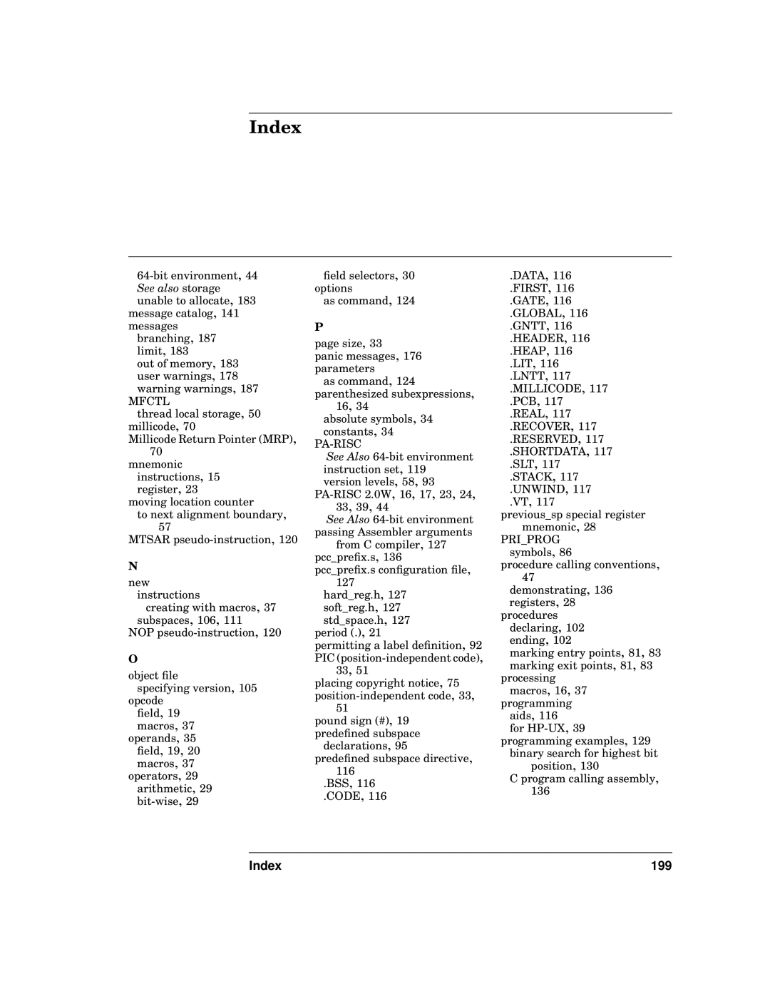 HP UX Developer Tools manual Index 199, Mfctl 