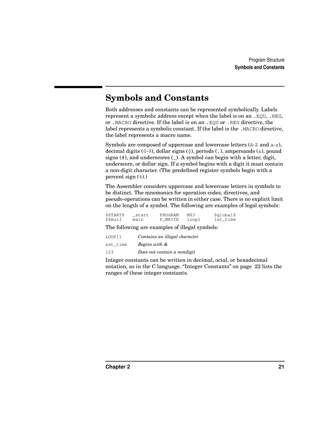 HP UX Developer Tools manual Symbols and Constants 