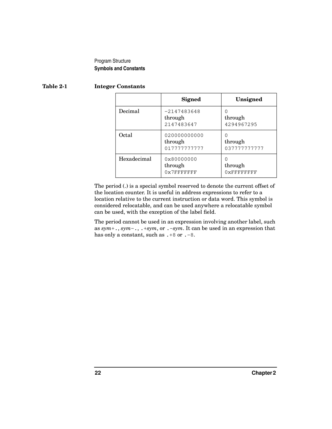 HP UX Developer Tools manual Integer Constants Signed Unsigned 