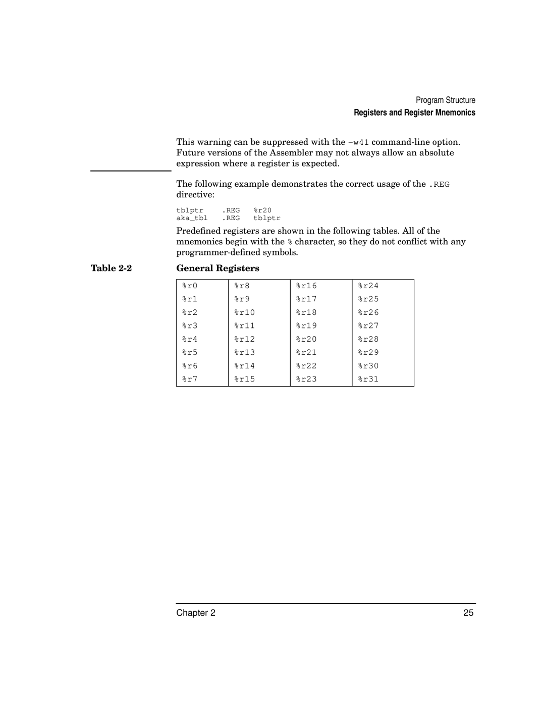 HP UX Developer Tools manual General Registers 