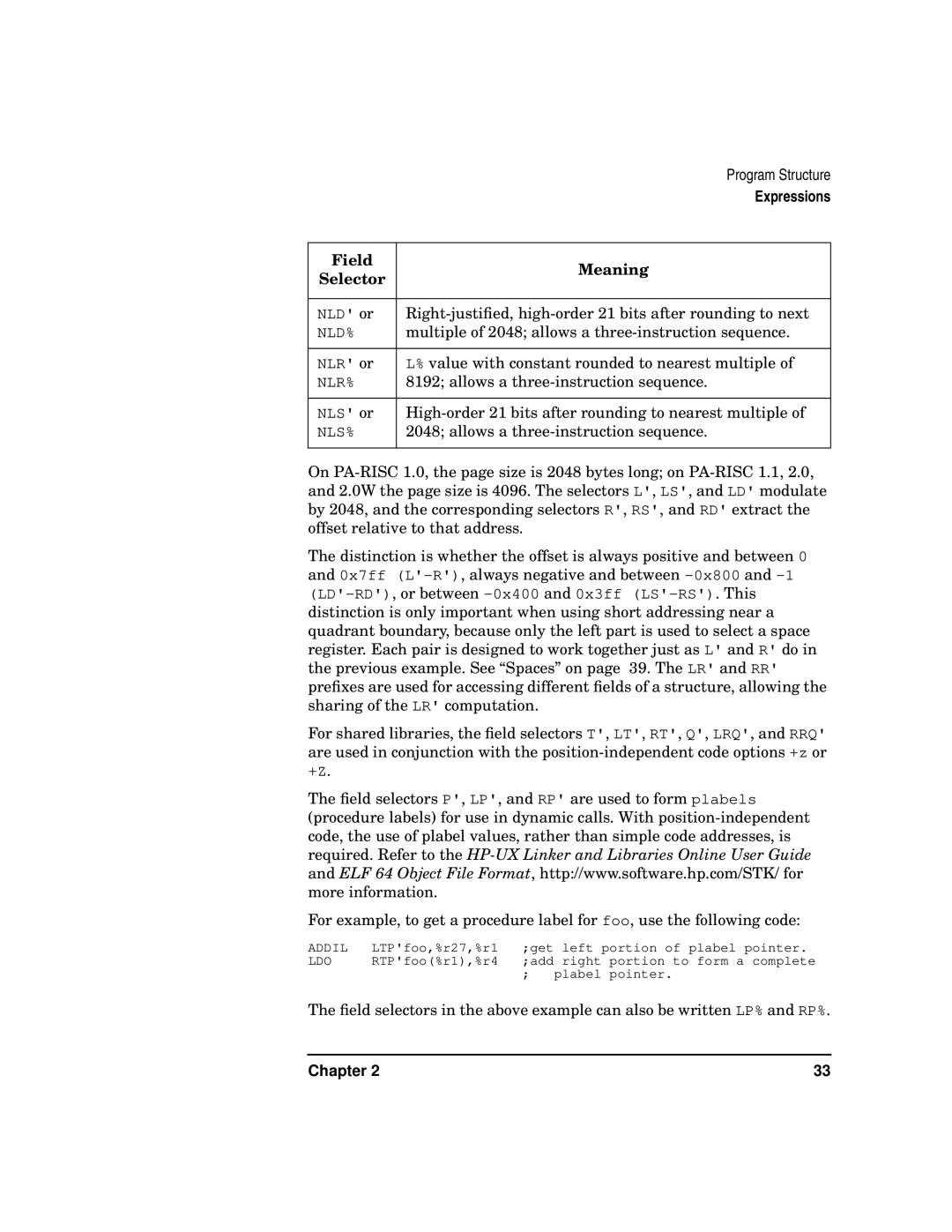 HP UX Developer Tools manual Multiple of 2048 allows a three-instruction sequence 