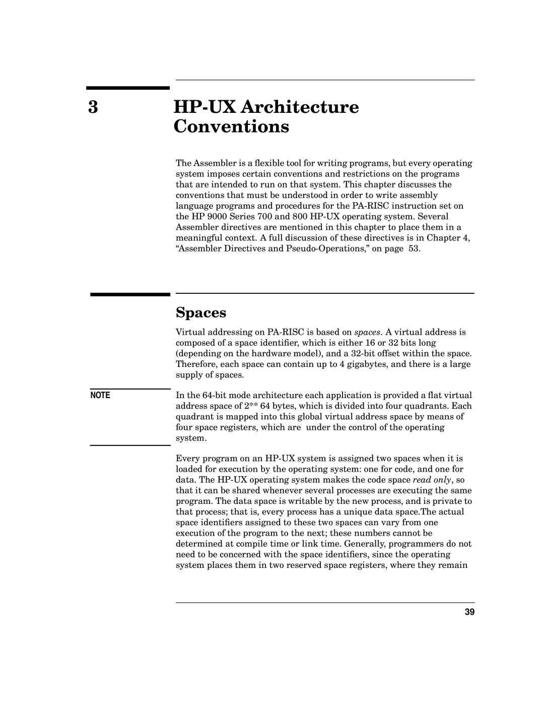 HP UX Developer Tools manual HP-UX Architecture Conventions, Spaces 