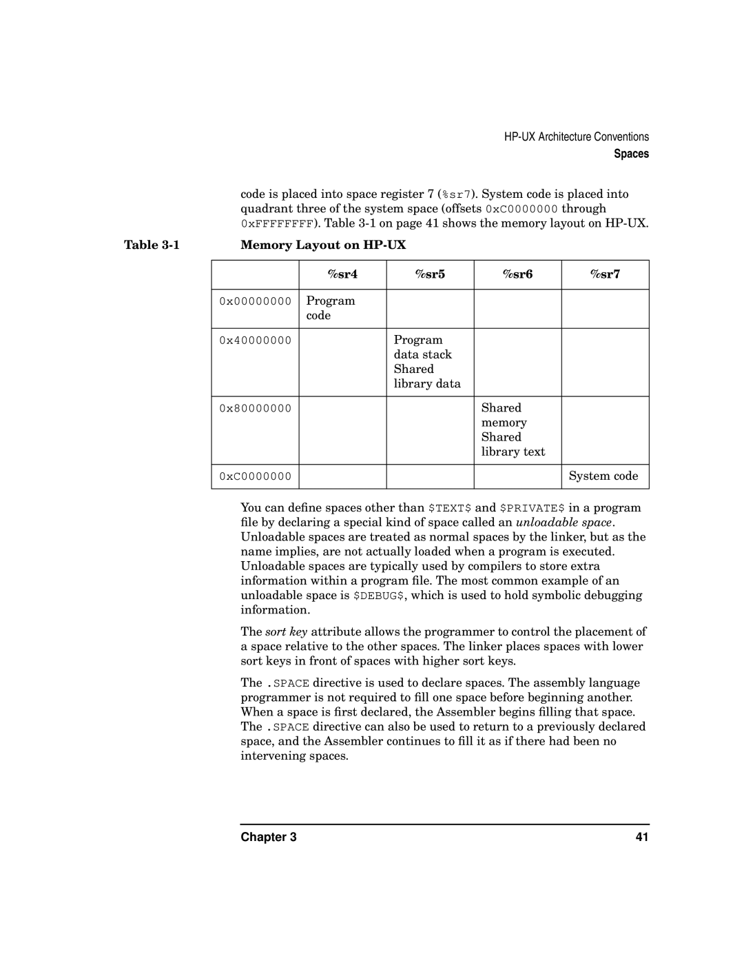 HP UX Developer Tools manual Memory Layout on HP-UX Sr4 Sr5 Sr6, Chapter 