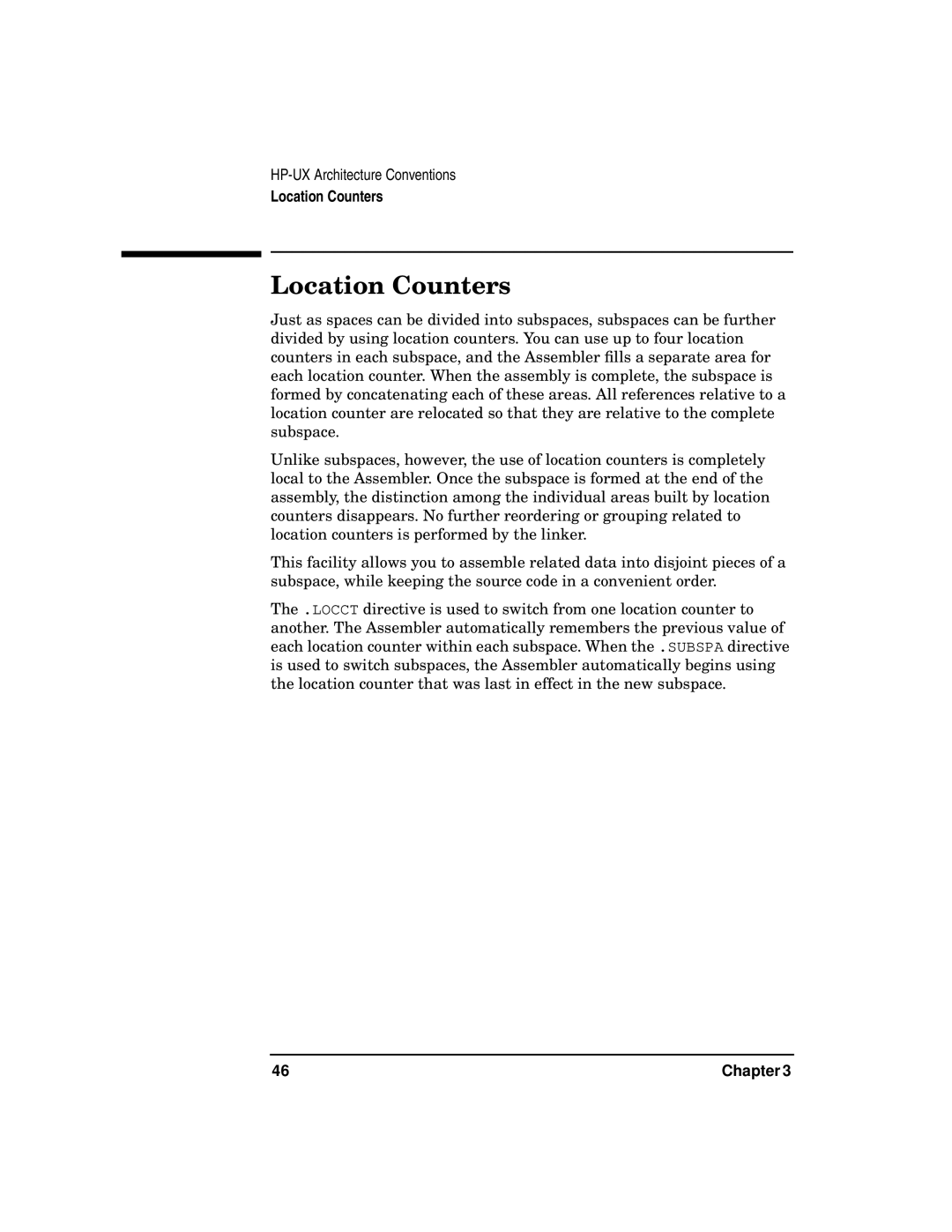 HP UX Developer Tools manual Location Counters 