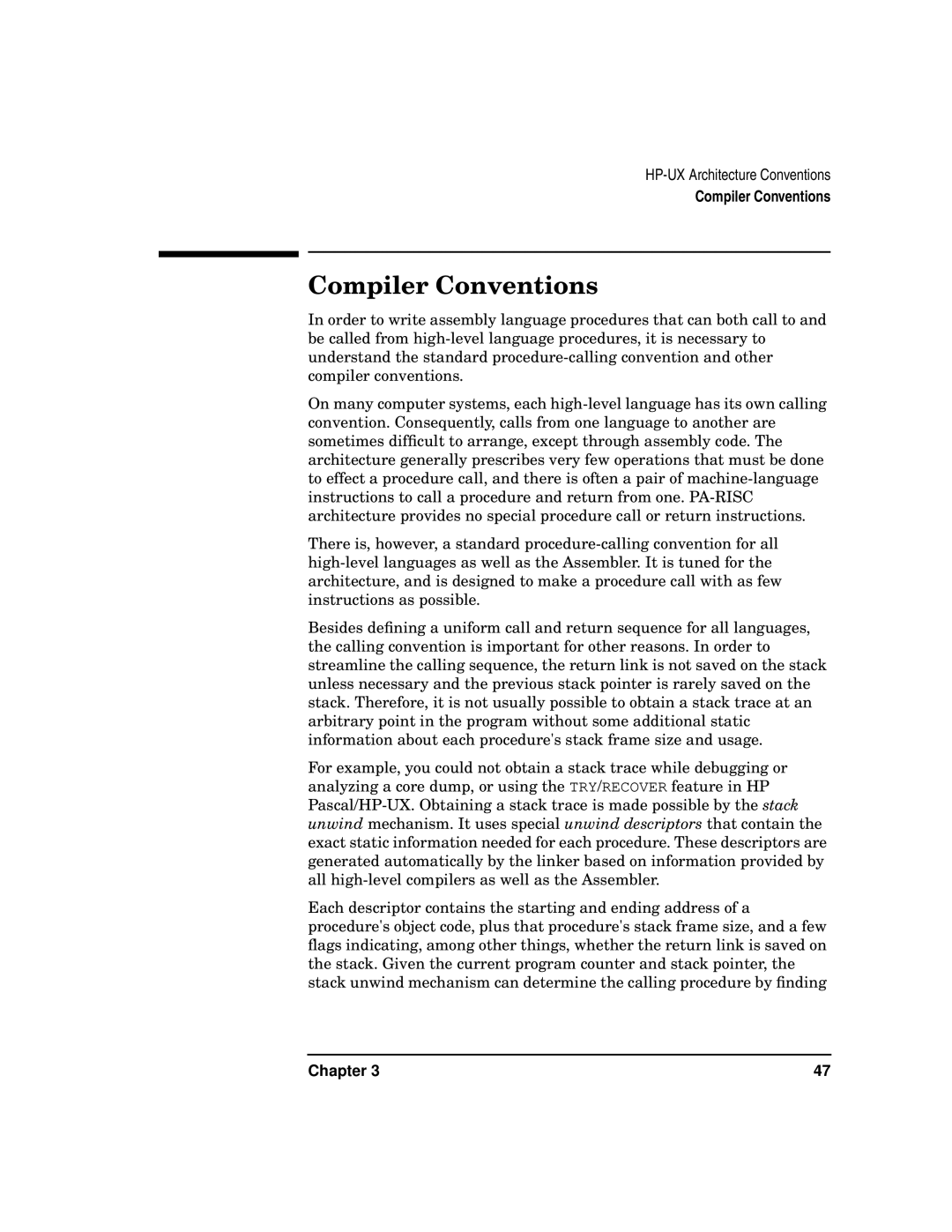 HP UX Developer Tools manual Compiler Conventions 