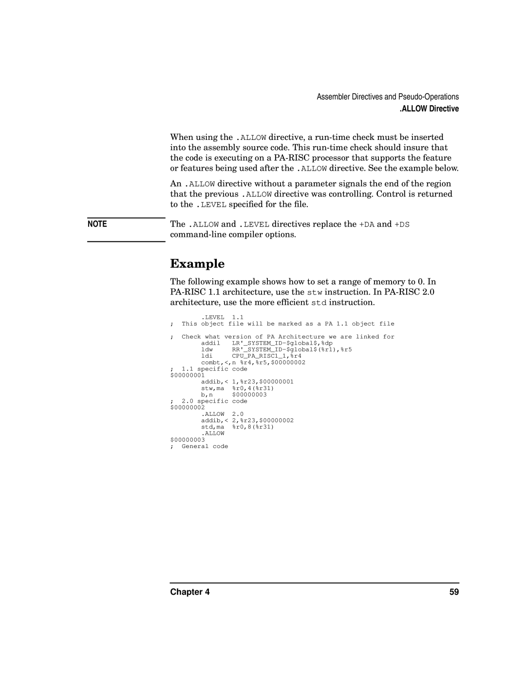 HP UX Developer Tools manual To the .LEVEL speciﬁed for the ﬁle 