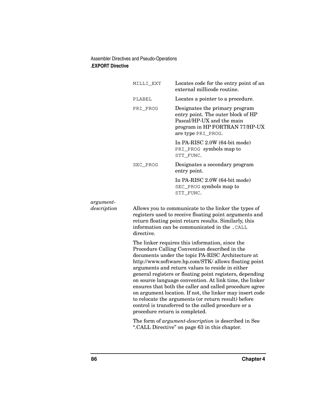 HP UX Developer Tools manual Argument 