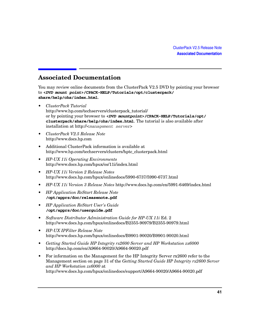 HP UX Developer Tools manual Associated Documentation 