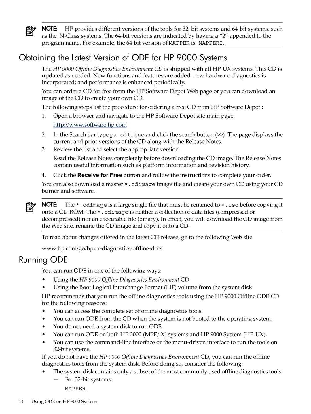 HP UX Diagnostics Software manual Obtaining the Latest Version of ODE for HP 9000 Systems 