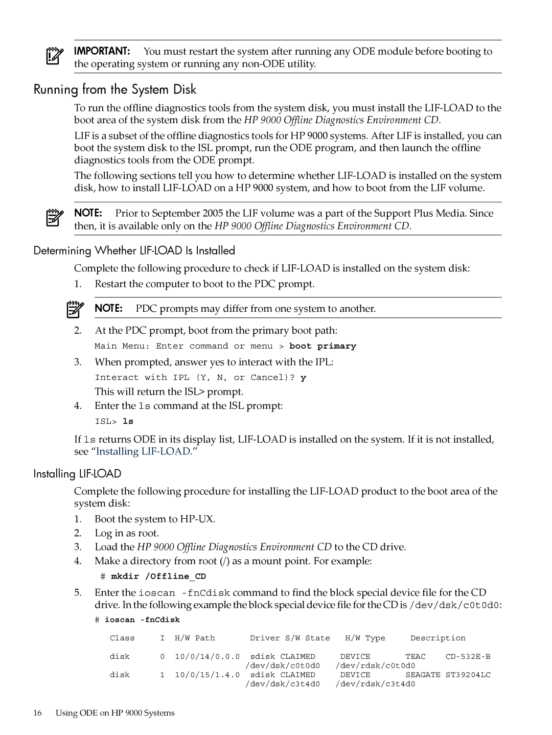 HP UX Diagnostics Software manual Running from the System Disk, Determining Whether LIF-LOAD Is Installed 