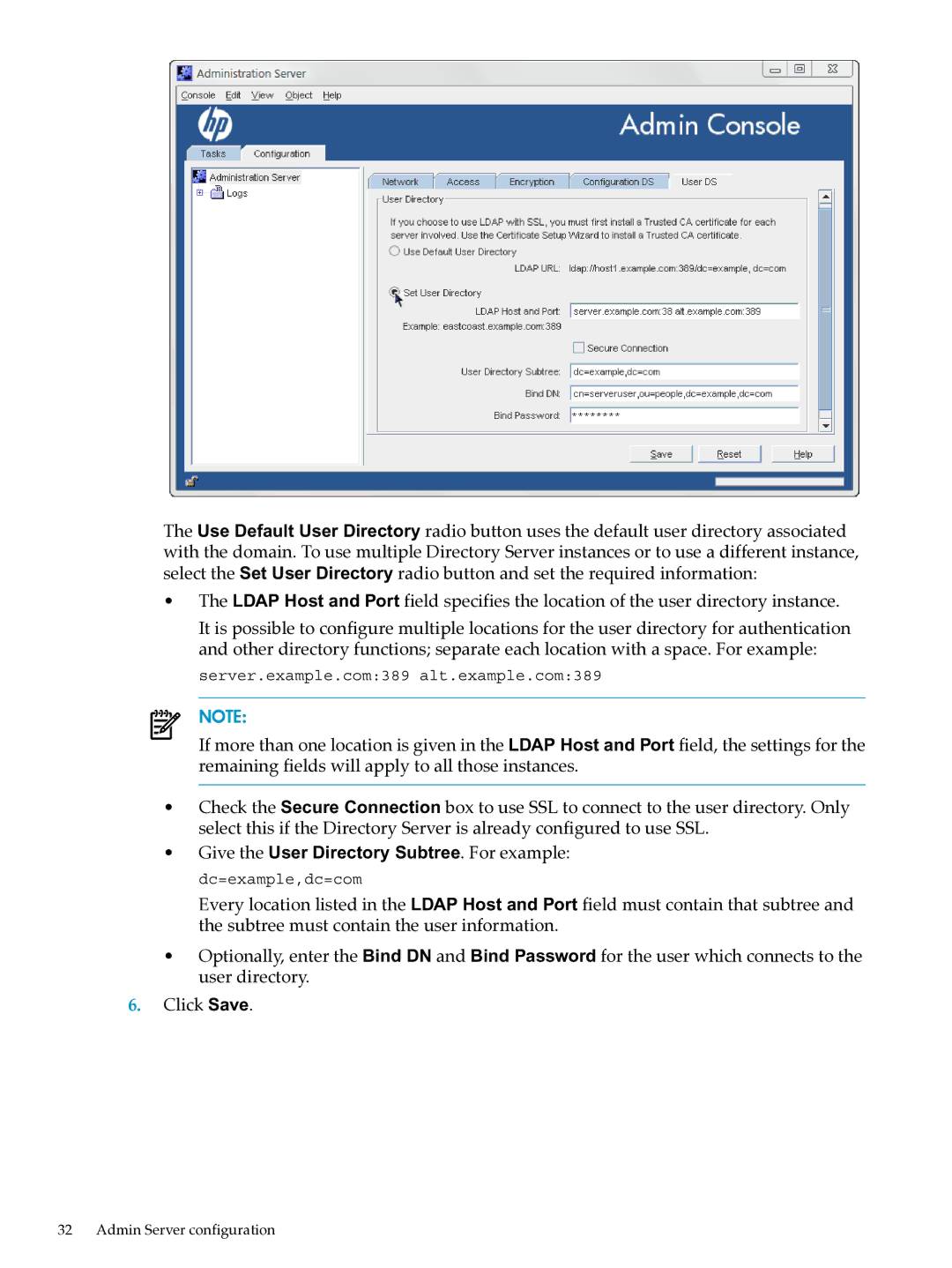 HP UX Direry Server manual Server.example.com389 alt.example.com389 