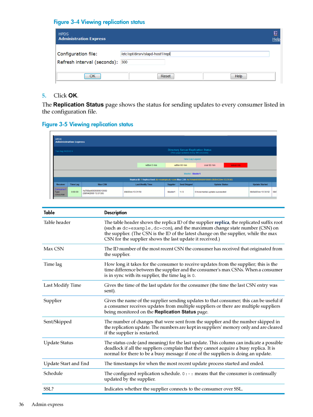 HP UX Direry Server manual Viewing replication status 