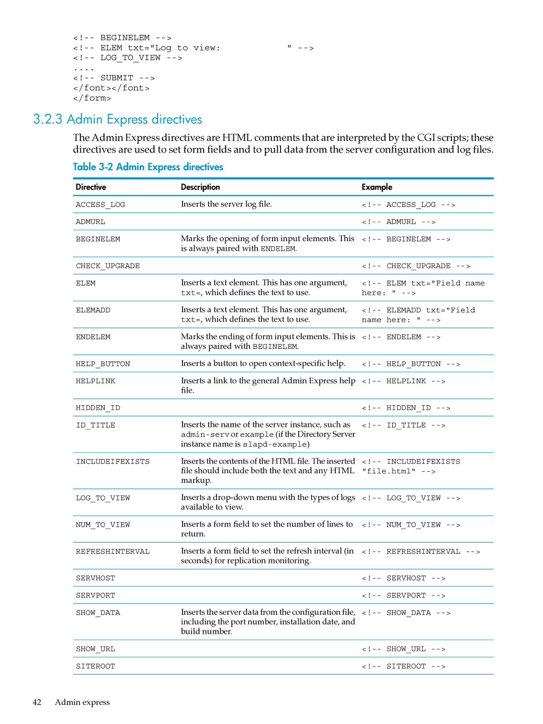 HP UX Direry Server manual Admin Express directives 