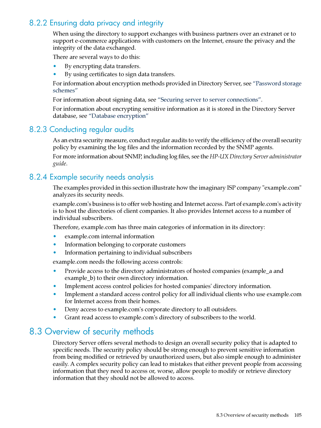 HP UX Direry Server manual Overview of security methods, Ensuring data privacy and integrity, Conducting regular audits 