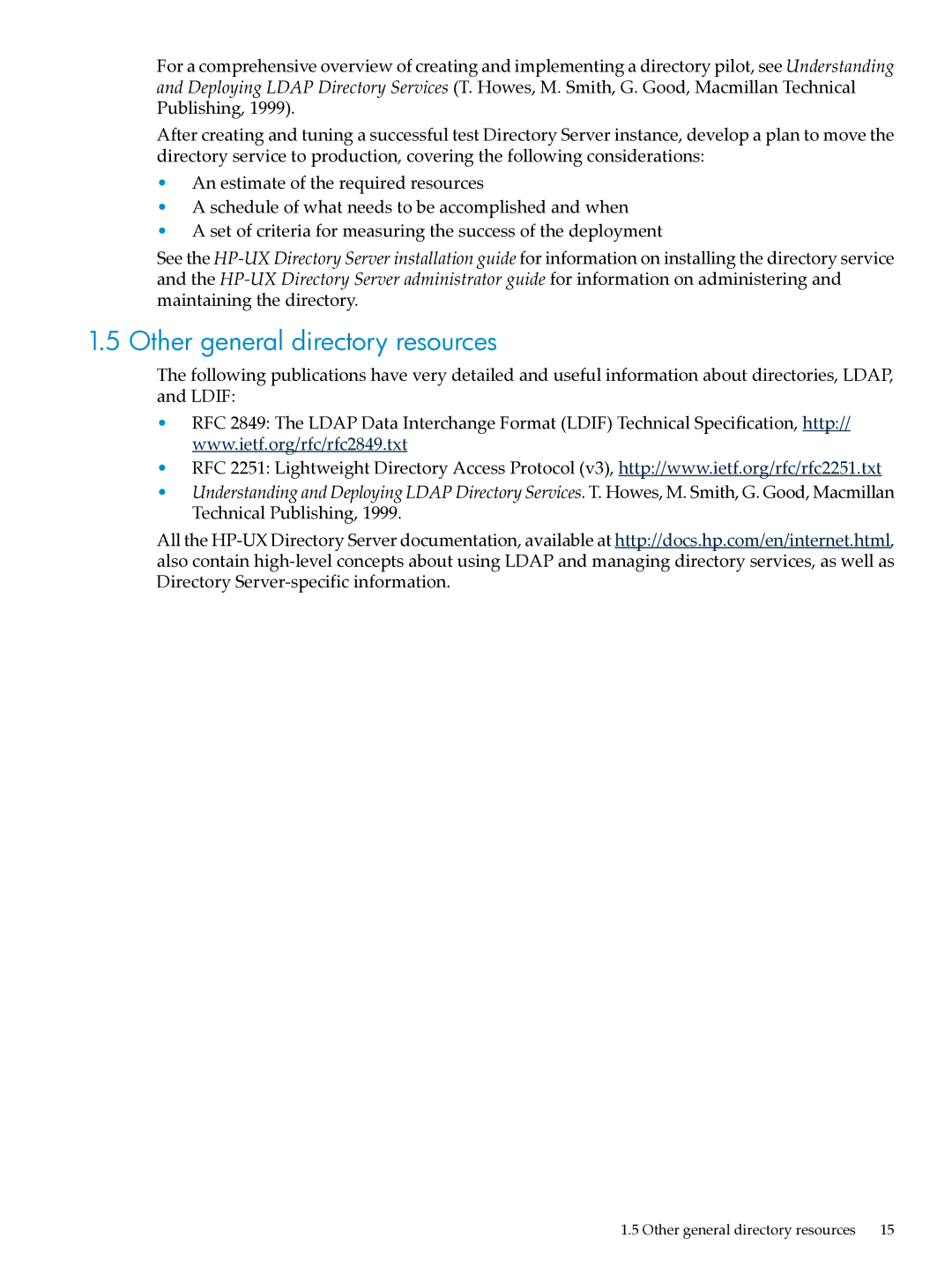 HP UX Direry Server manual Other general directory resources 