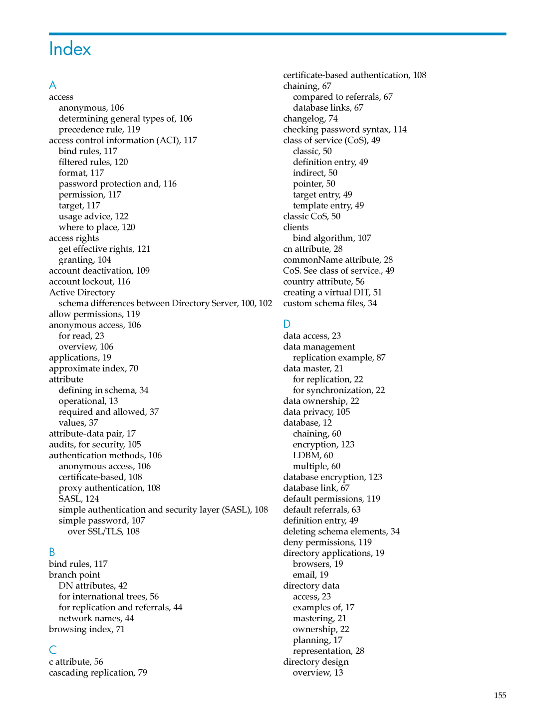 HP UX Direry Server manual Index 