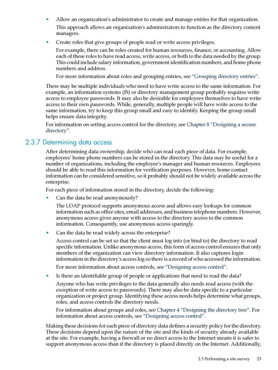 HP UX Direry Server manual Determining data access 