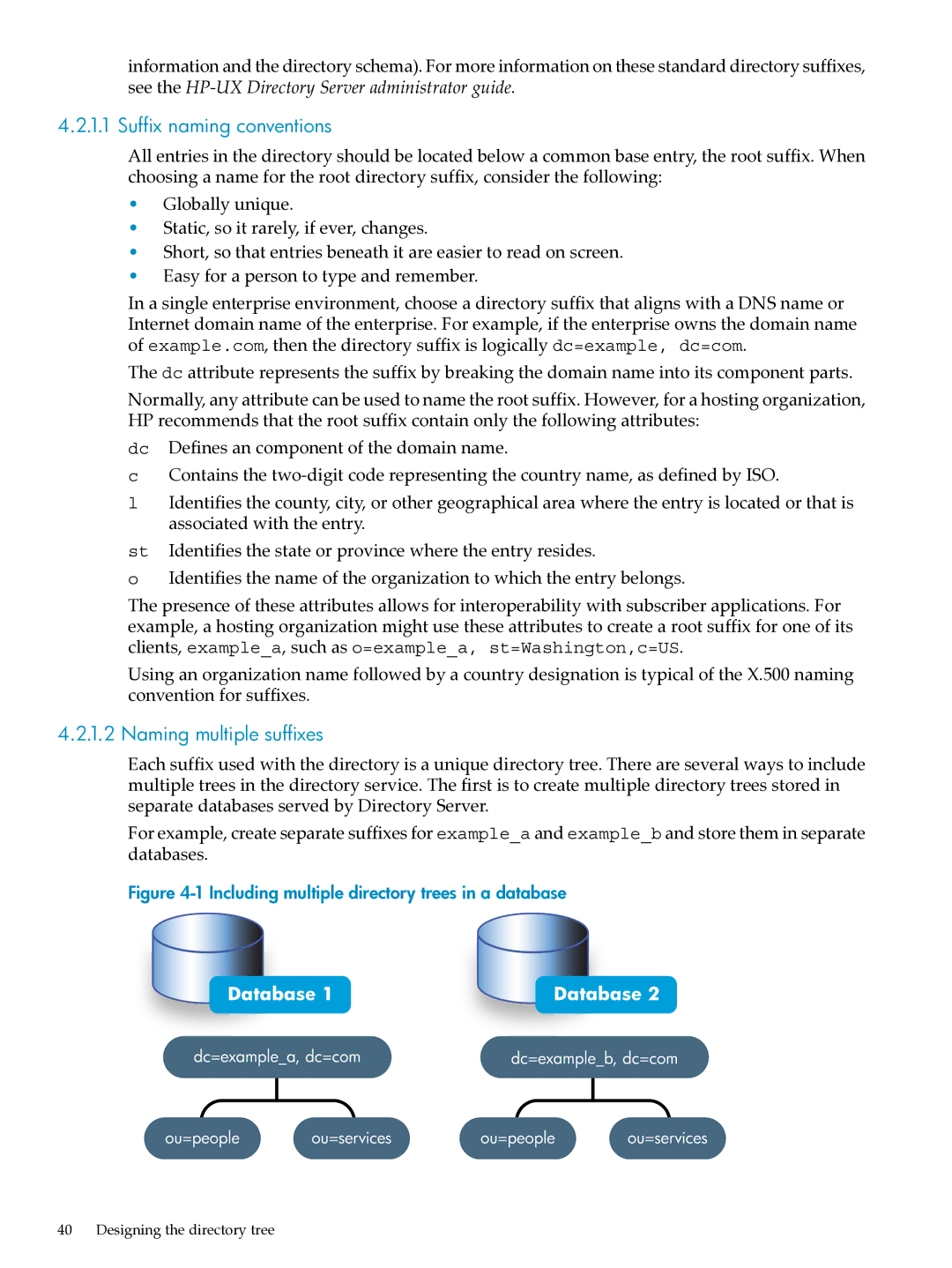 HP UX Direry Server manual Suffix naming conventions, Naming multiple suffixes 