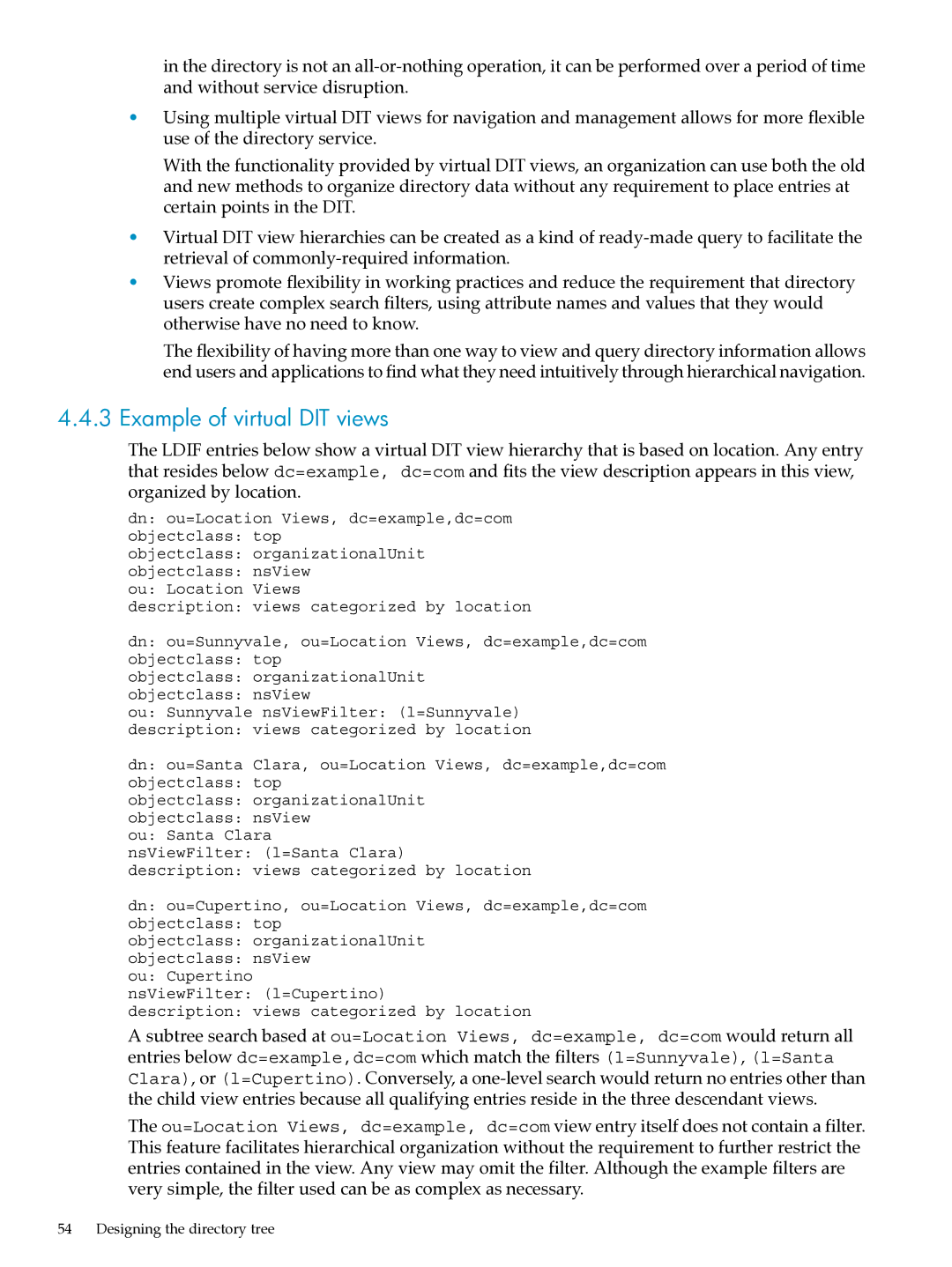 HP UX Direry Server manual Example of virtual DIT views 