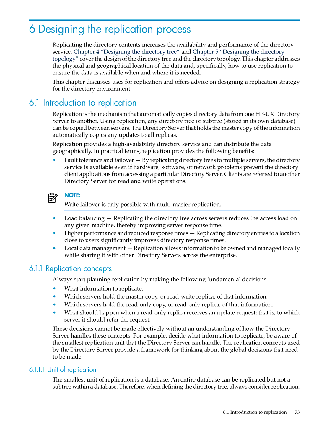 HP UX Direry Server manual Designing the replication process, Introduction to replication, Replication concepts 