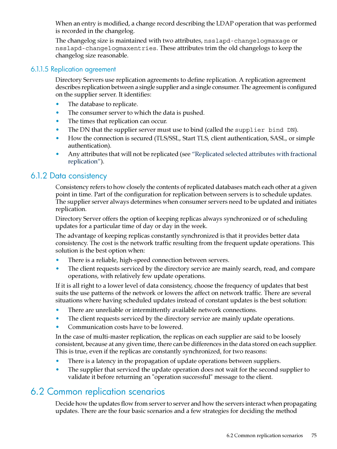 HP UX Direry Server manual Common replication scenarios, Data consistency, Replication agreement 