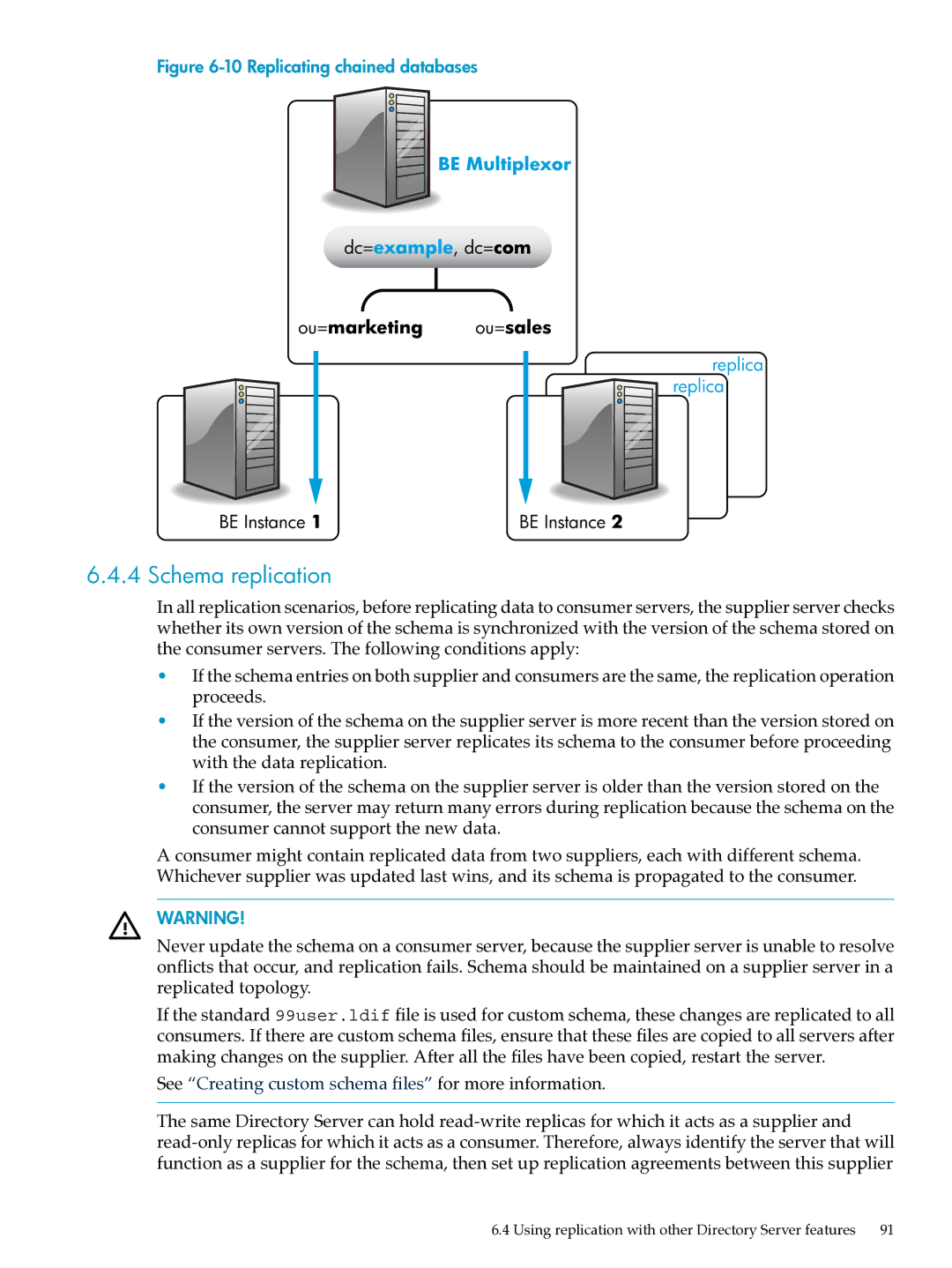 HP UX Direry Server manual Schema replication, See Creating custom schema files for more information 