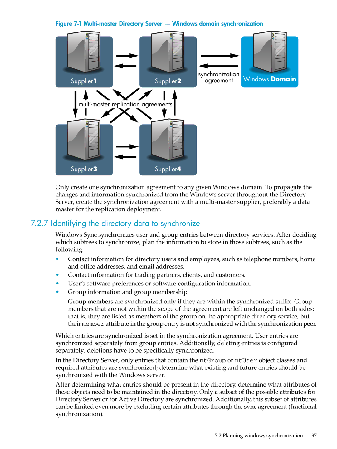 HP UX Direry Server manual Identifying the directory data to synchronize 