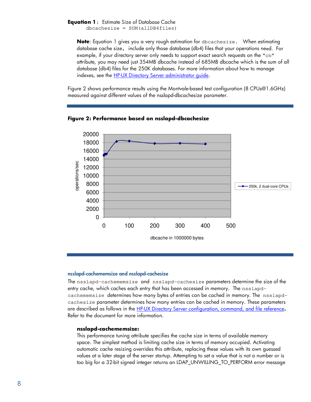 HP UX Direry Server manual Nsslapd-cachememsize and nsslapd-cachesize 