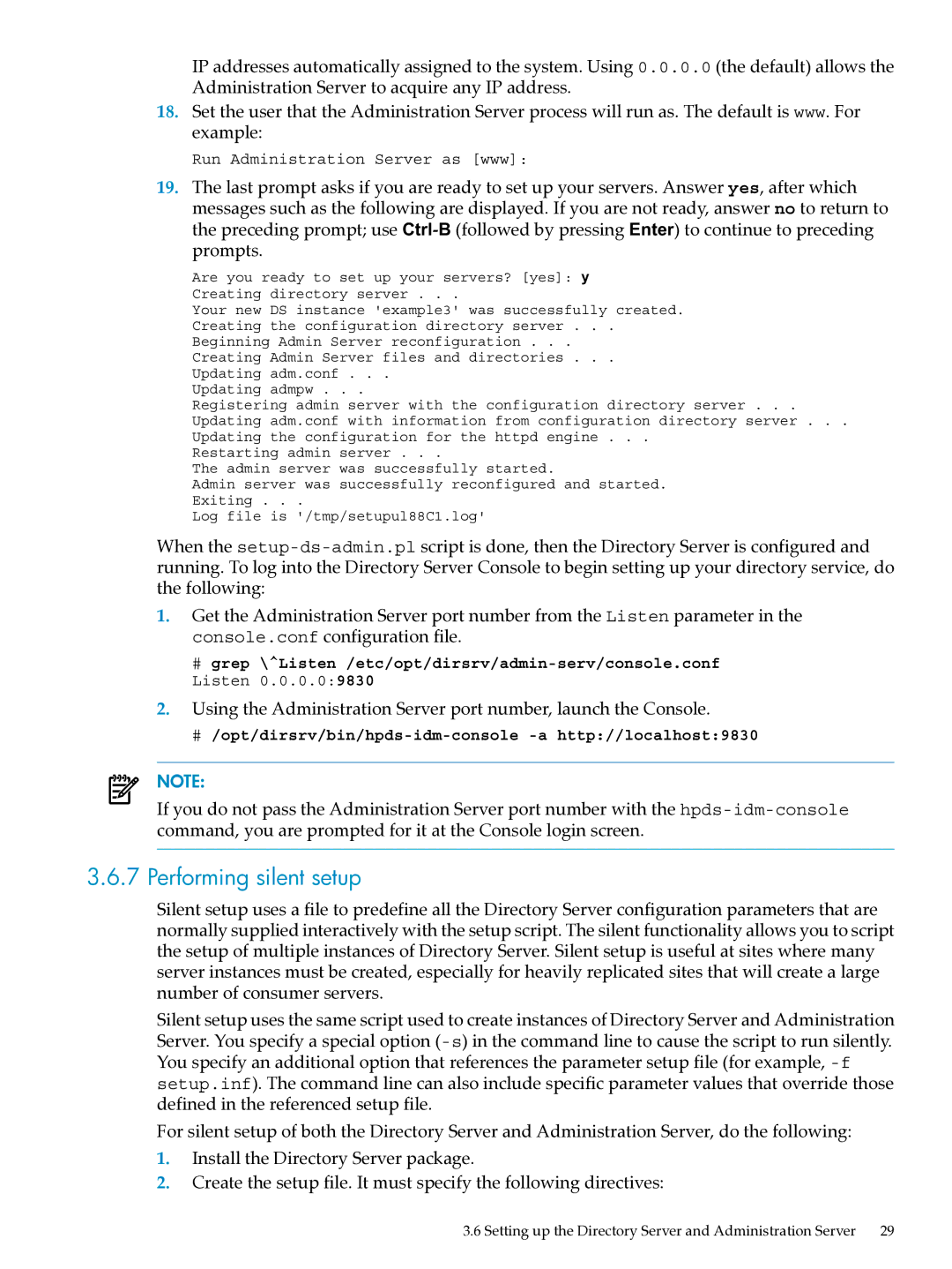 HP UX Direry Server manual Performing silent setup 