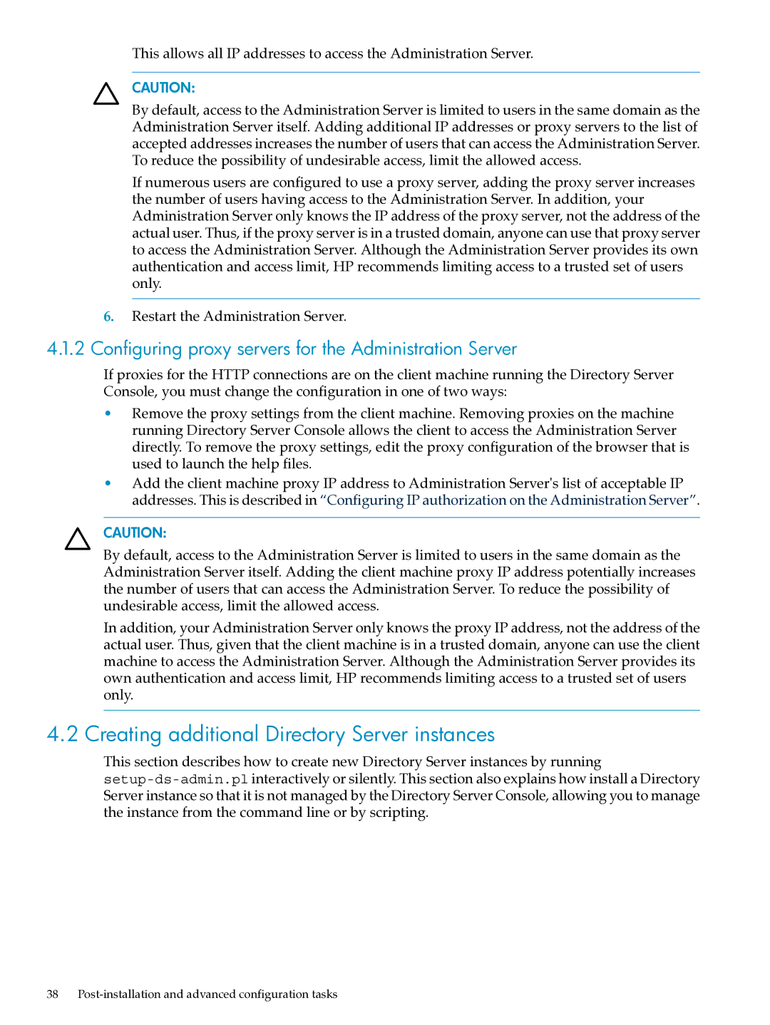 HP UX Direry Server Creating additional Directory Server instances, Post-installation and advanced configuration tasks 