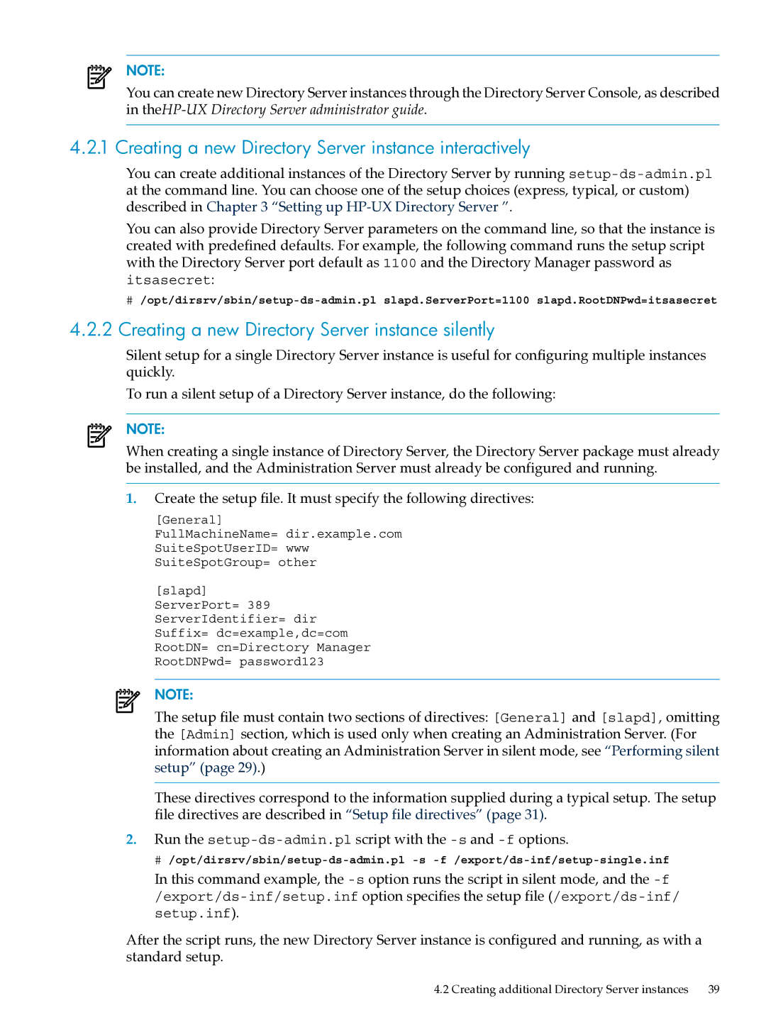 HP UX Direry Server manual Creating a new Directory Server instance interactively 