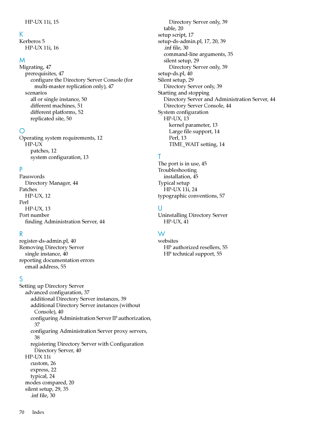 HP UX Direry Server manual HP authorized resellers, Index 