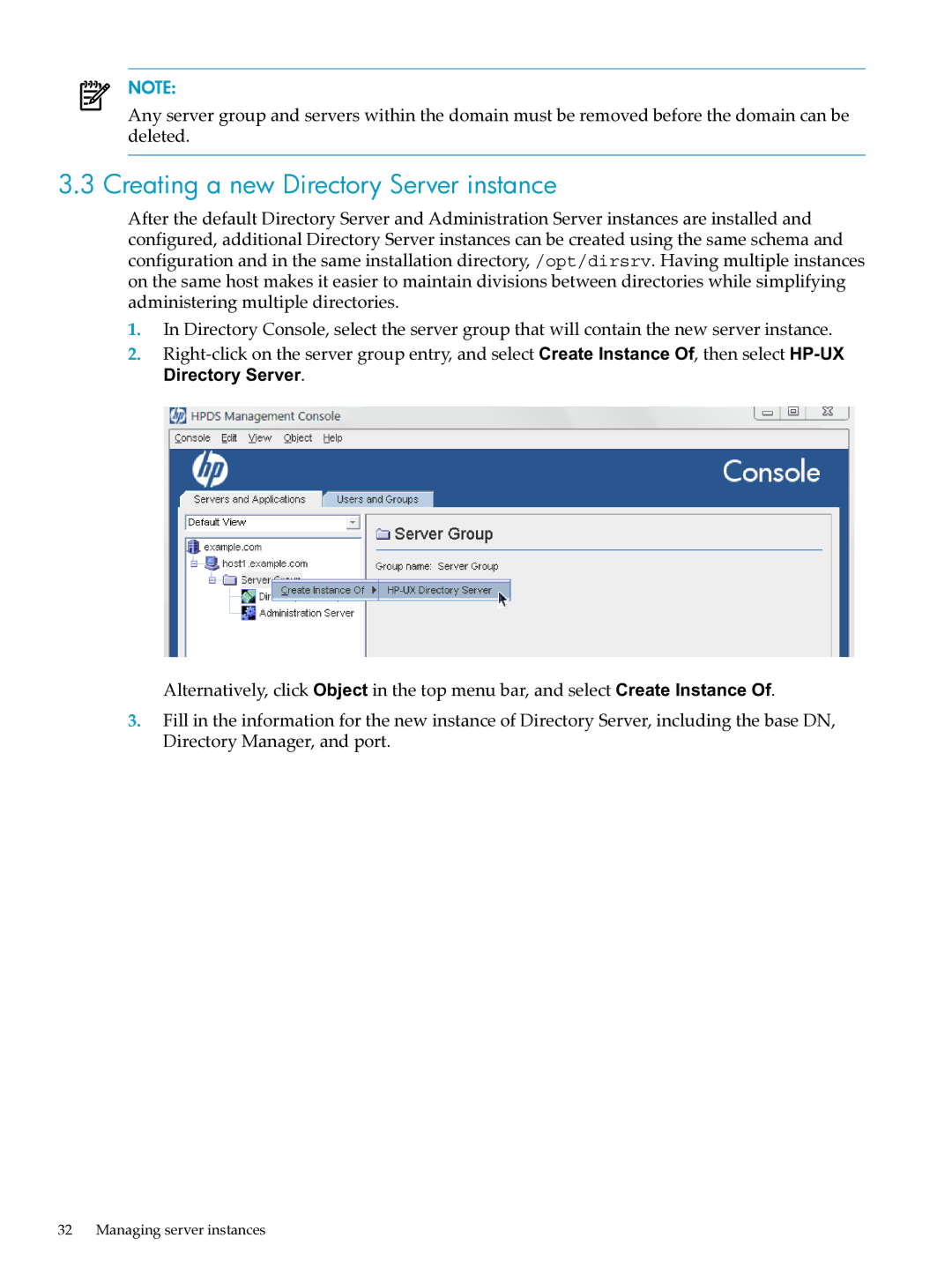 HP UX Direry Server manual Creating a new Directory Server instance 