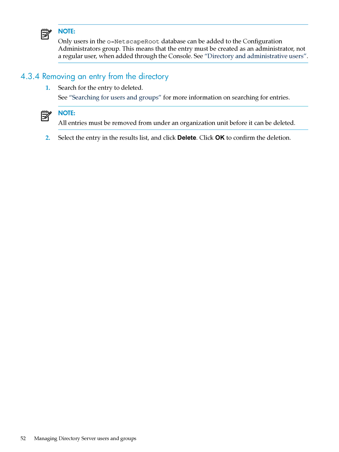 HP UX Direry Server manual Removing an entry from the directory 