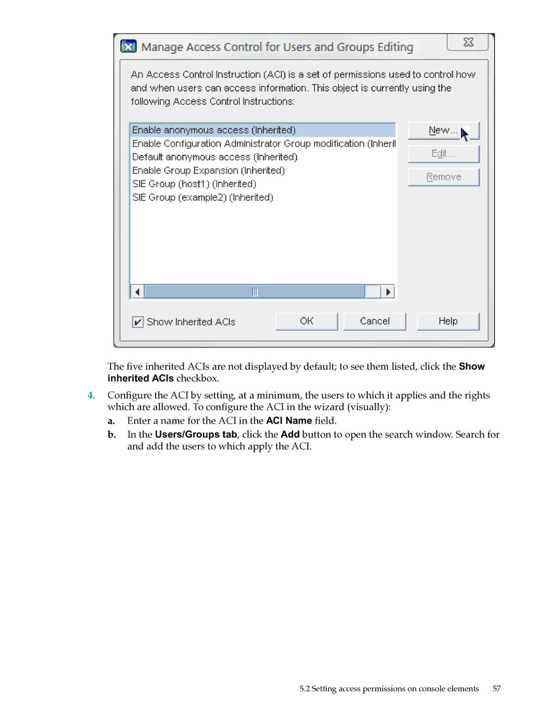 HP UX Direry Server manual Setting access permissions on console elements 