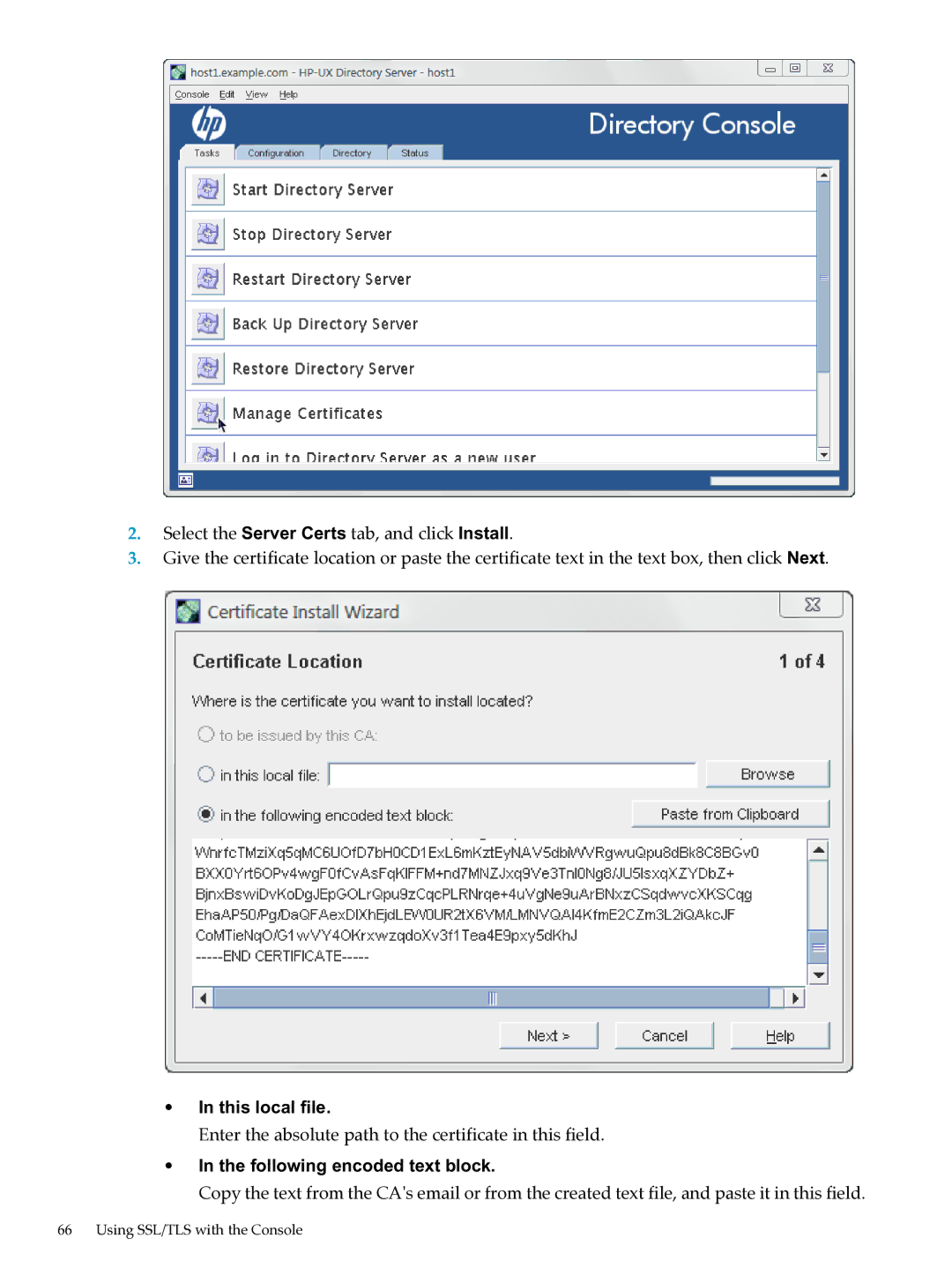 HP UX Direry Server manual This local file, Following encoded text block 