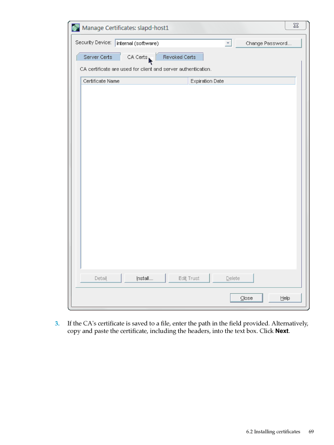 HP UX Direry Server manual Installing certificates 