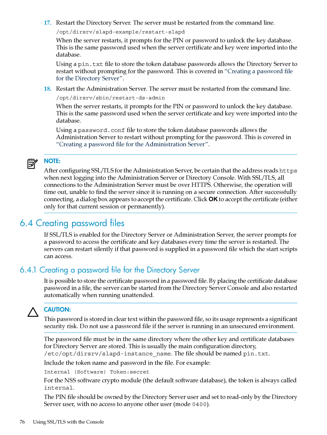 HP UX Direry Server manual Creating password files, Creating a password file for the Directory Server 