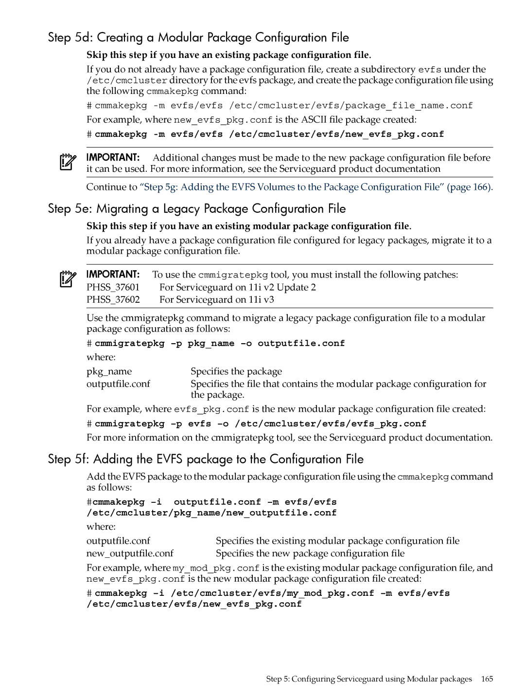 HP UX Encrypted Volume and Filesystem (EVFS) manual Creating a Modular Package Configuration File 