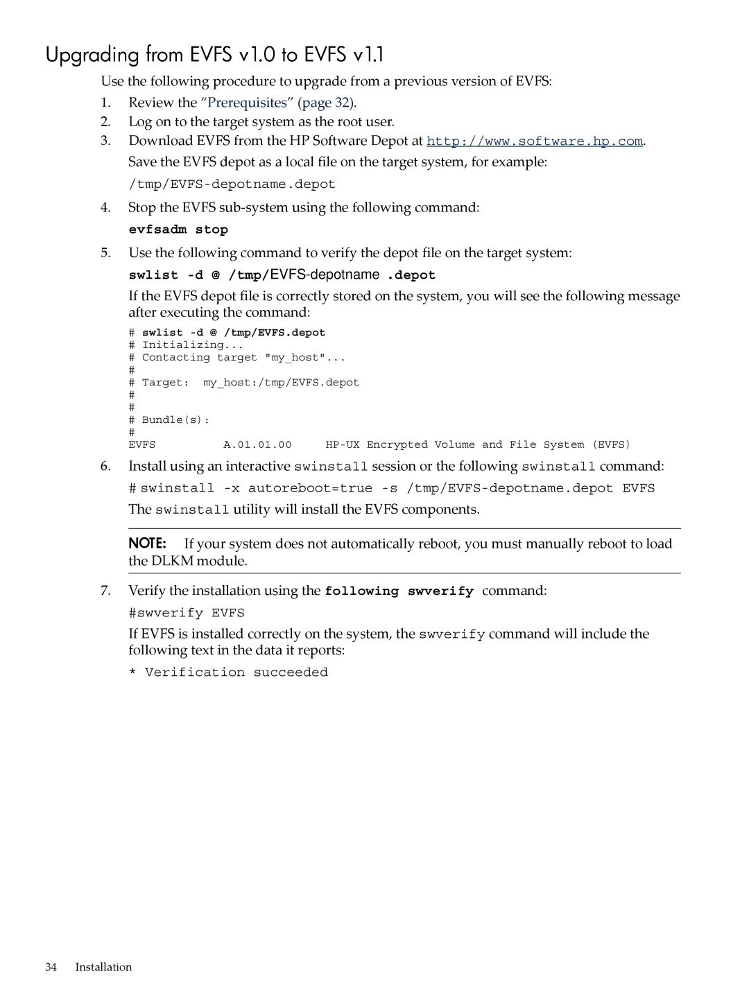 HP UX Encrypted Volume and Filesystem (EVFS) manual Upgrading from Evfs v1.0 to Evfs 